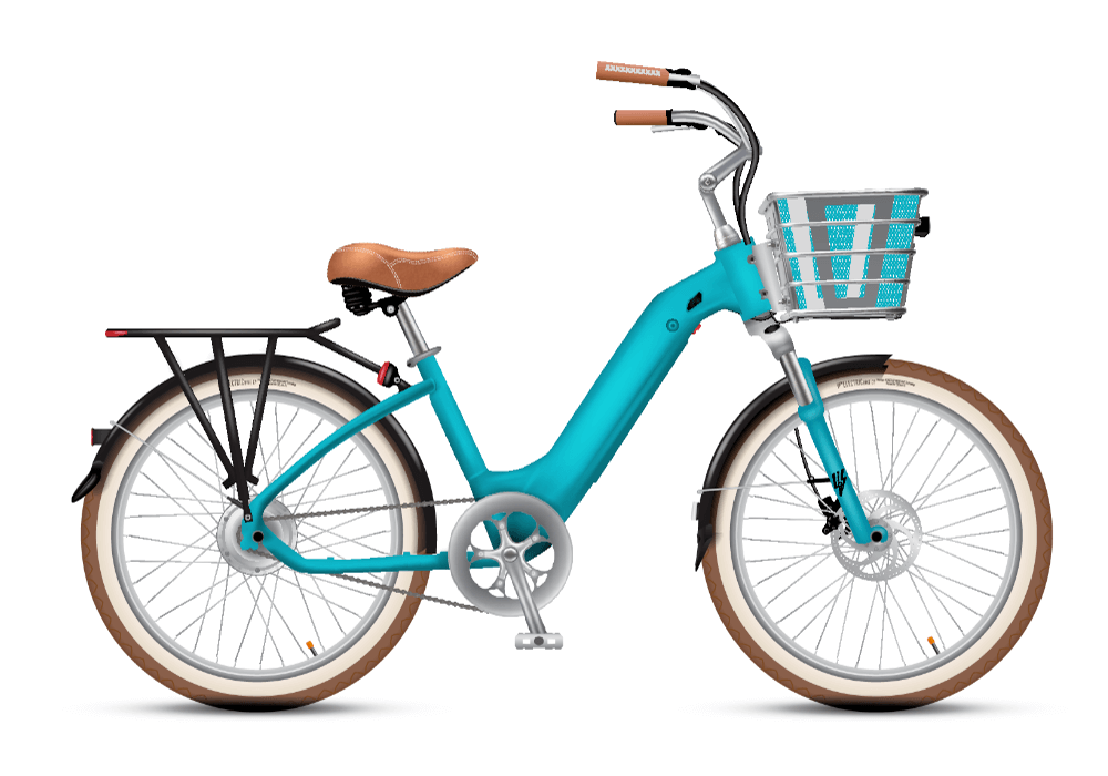 Tiffany blue bike with shop basket